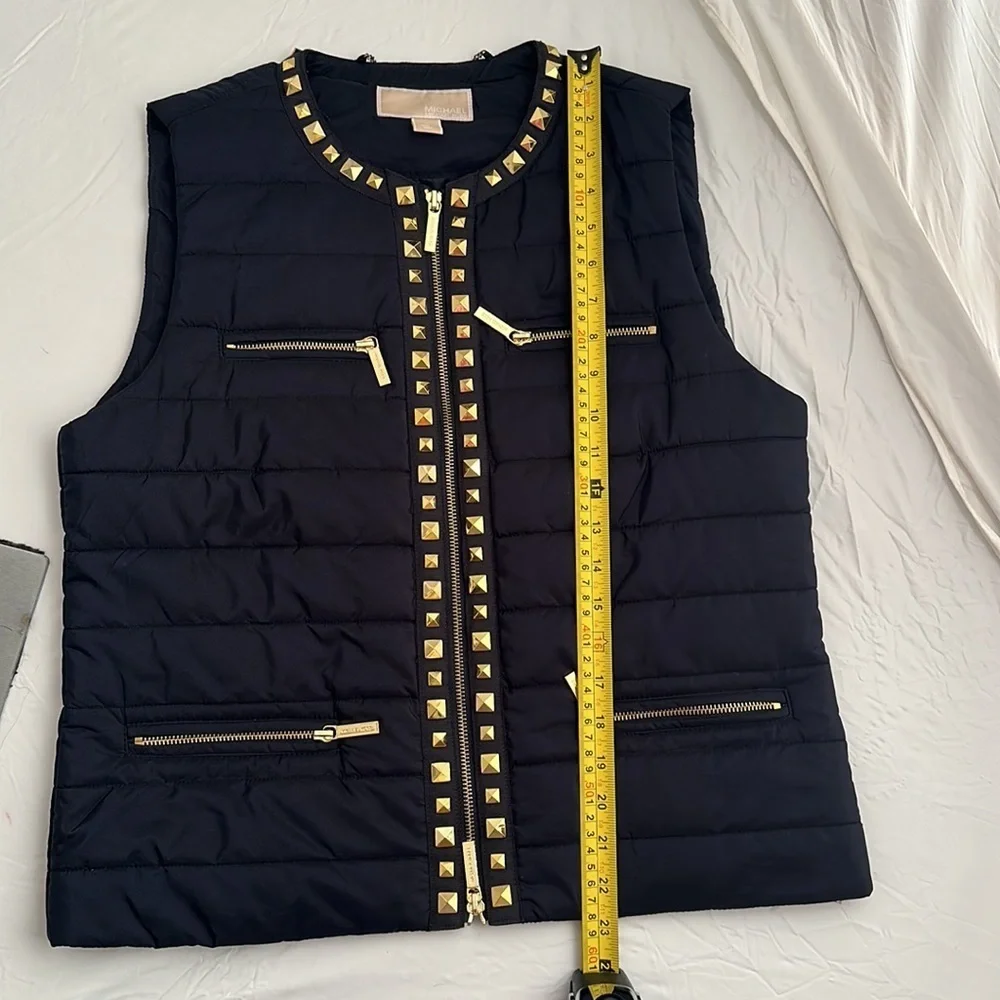 MICHAEL Michael Kors black quilted vest gold studs and hardware